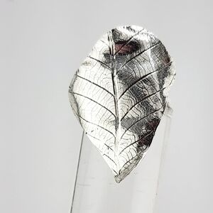EMBOSSE PRESS REAL LEAF RING HANDMADE  STERLING SILVER METAL SIZE 6.5